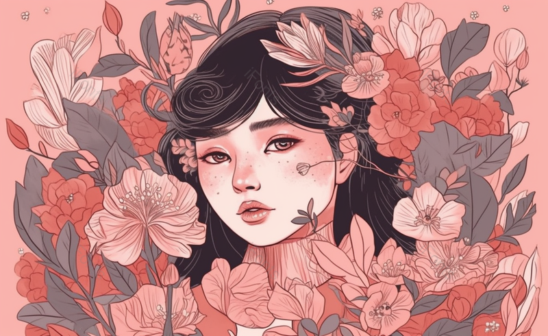 唯美鲜花中的女人手绘小清新人物原创插画,插画/手绘图,插画/手绘图库,插画/手绘图下载,插画/手绘
